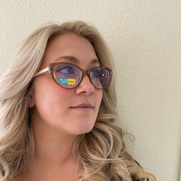 💼Fashion Readers, Plastic Frame Tan/Clear Frames, Neutral, Cat Eye - Picture 6 of 7